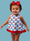 Baby Girls Berries & Bows Cotton Gauze Swing Top & Bloomer Set