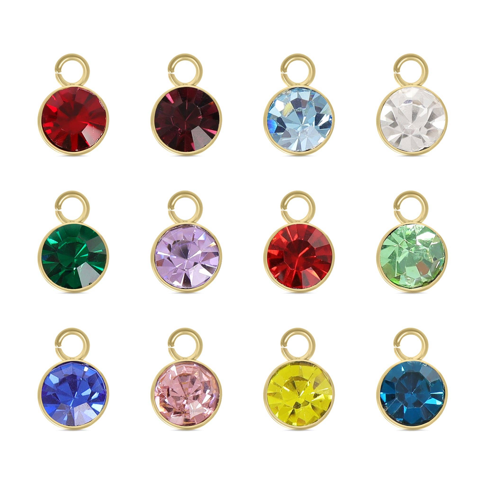 18K Gold PVD Cubic Zirconia Birthstone Charm: January/Garnet