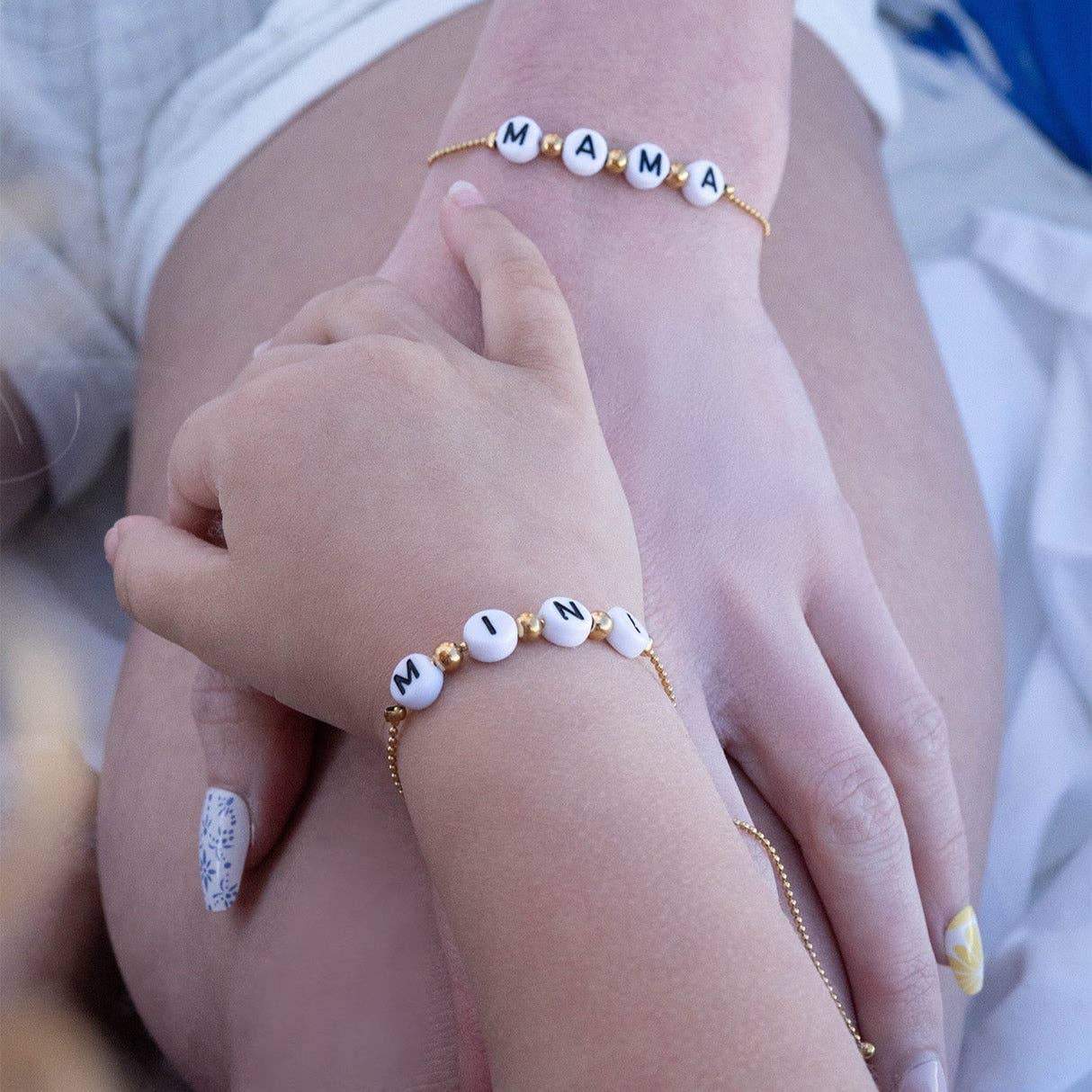 18K Gold PVD Stainless Steel "Mini" Beaded Charm Bracelet: Gold