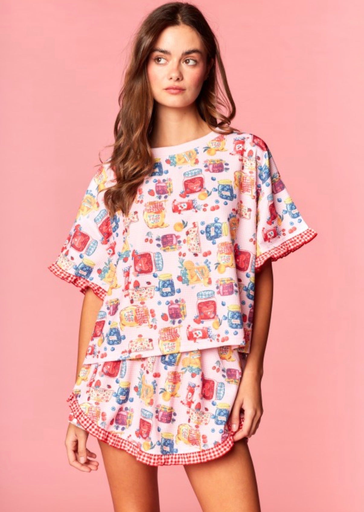 PREORDER- Jam Print Ruffle Trim Short Set