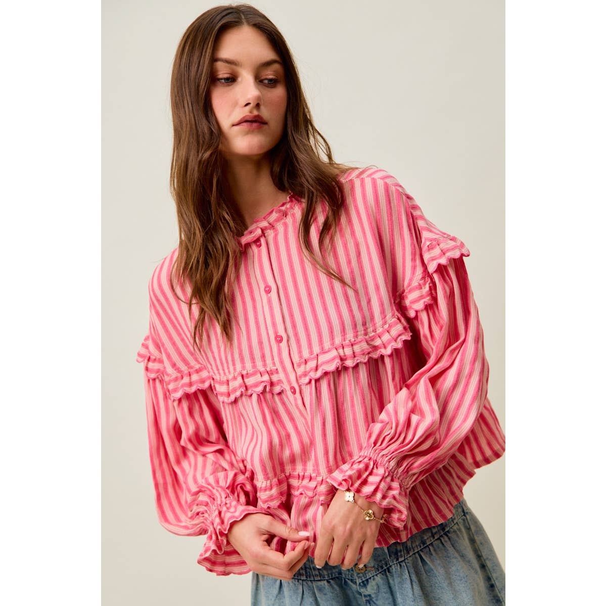 VARIEGATED STRIPE REVERSIBLE FLOWY BOHO TOP