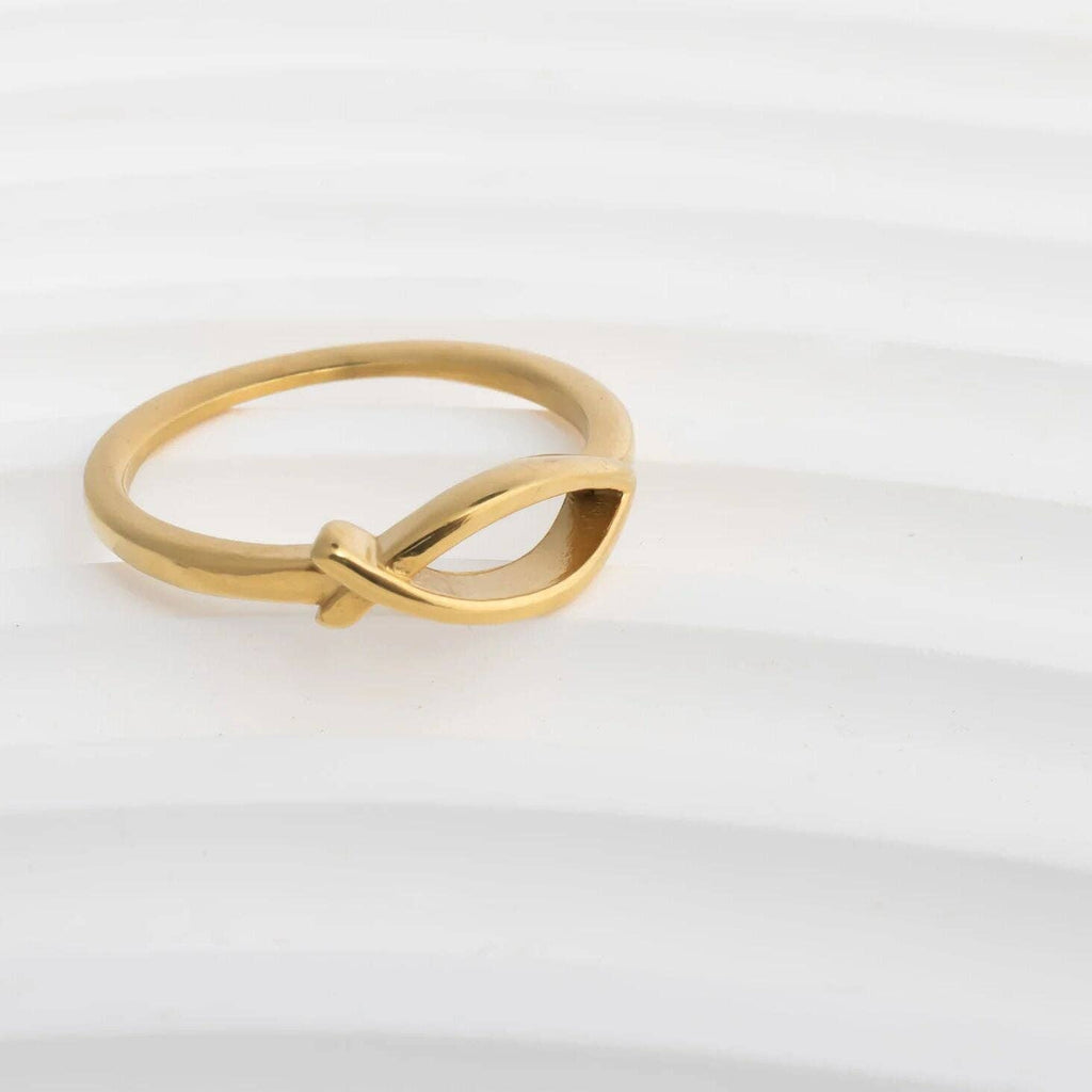 18K Gold PVD Stainless Steel Fish Stacking Ring: Gold / 7