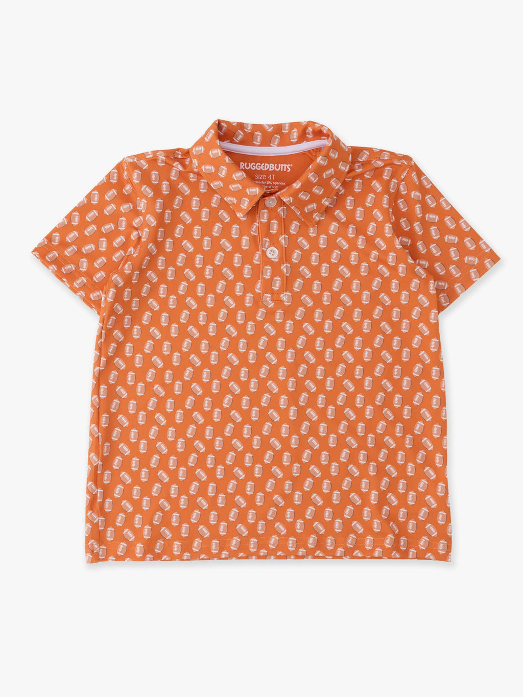 Boys Varsity Orange Football Frenzy Knit Short Sleeve Performance Polo