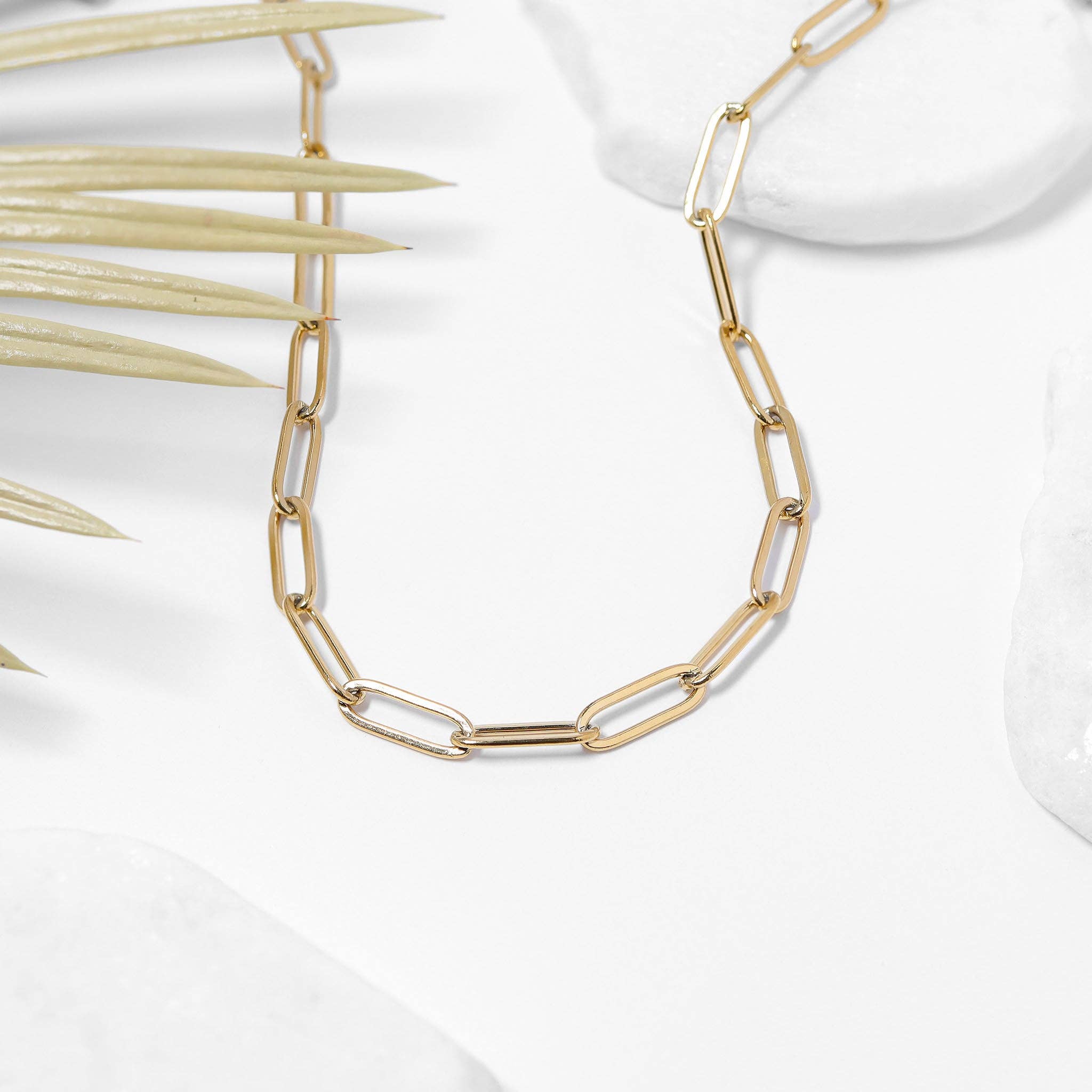 18K Gold Paperclip Chain Necklace: 14+02" / 2.5mm