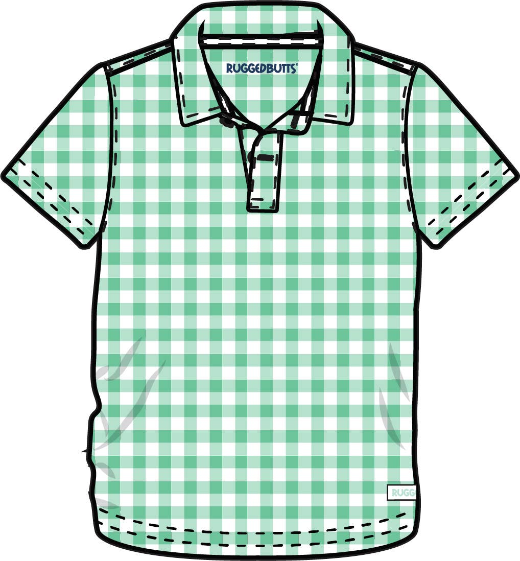 Boys Classic Spring Green Gingham Knit Short Sleeve Performance Polo