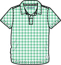Boys Classic Spring Green Gingham Knit Short Sleeve Performance Polo