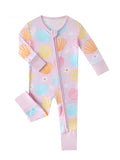 PoshTOT Colorful Seashell Bamboo Baby Convertible Zippy Romper: 6-12M