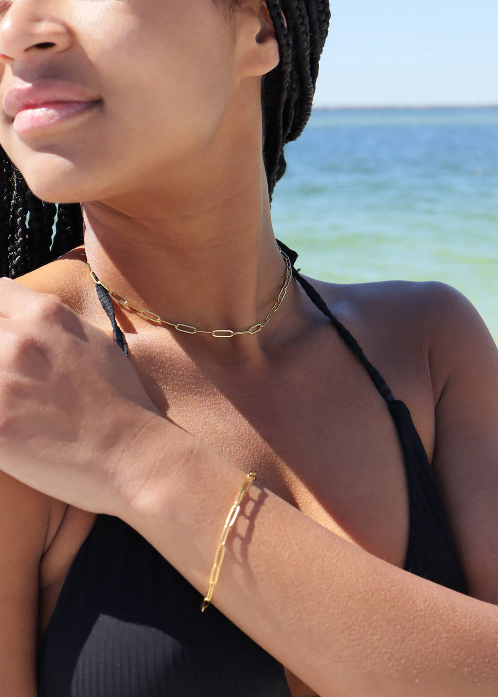 18K Gold Paperclip Chain Necklace: 14+02" / 2.5mm