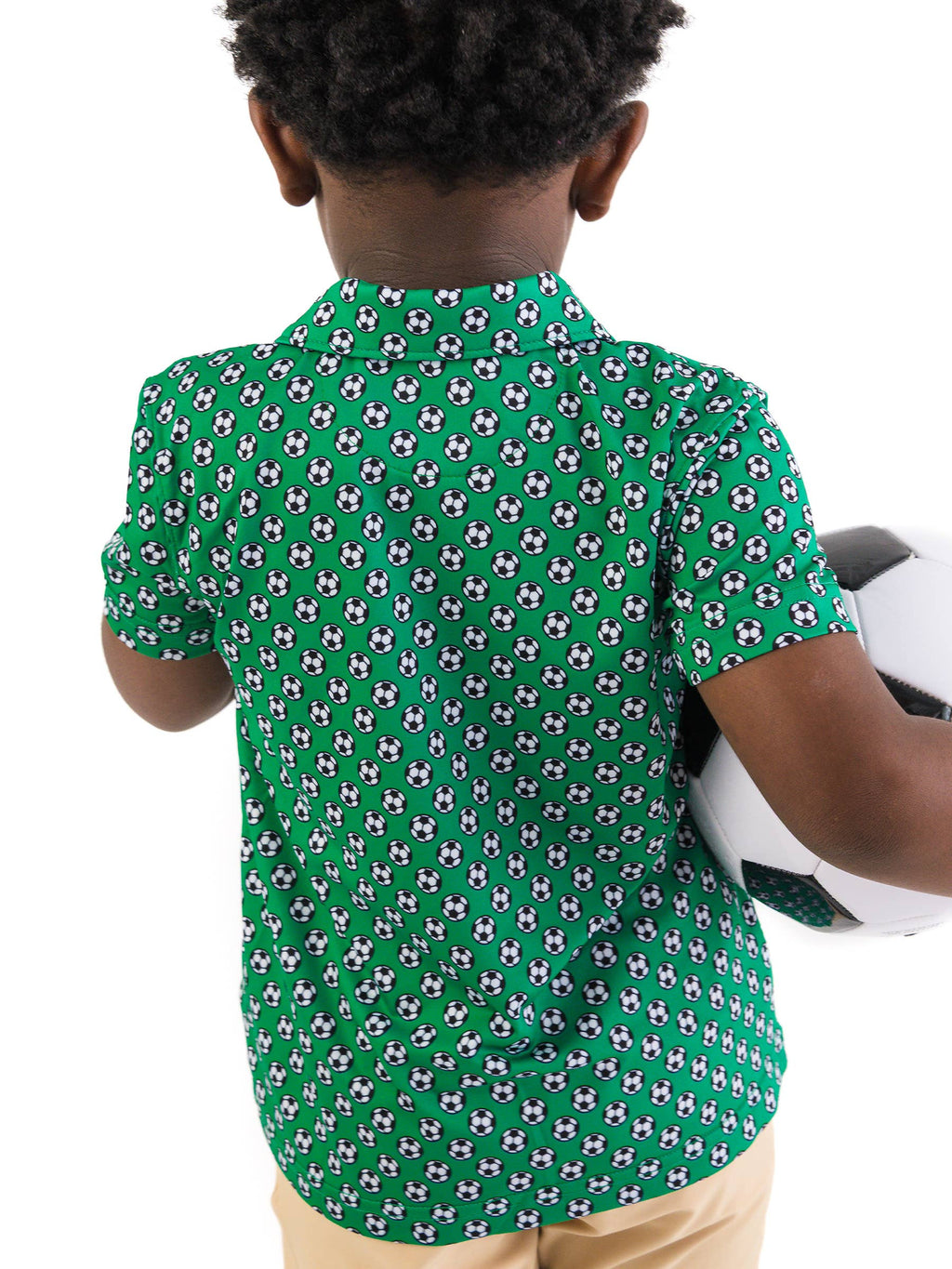 Boys Soccer Mania Knit Short Sleeve Performance Polo: Green / 5