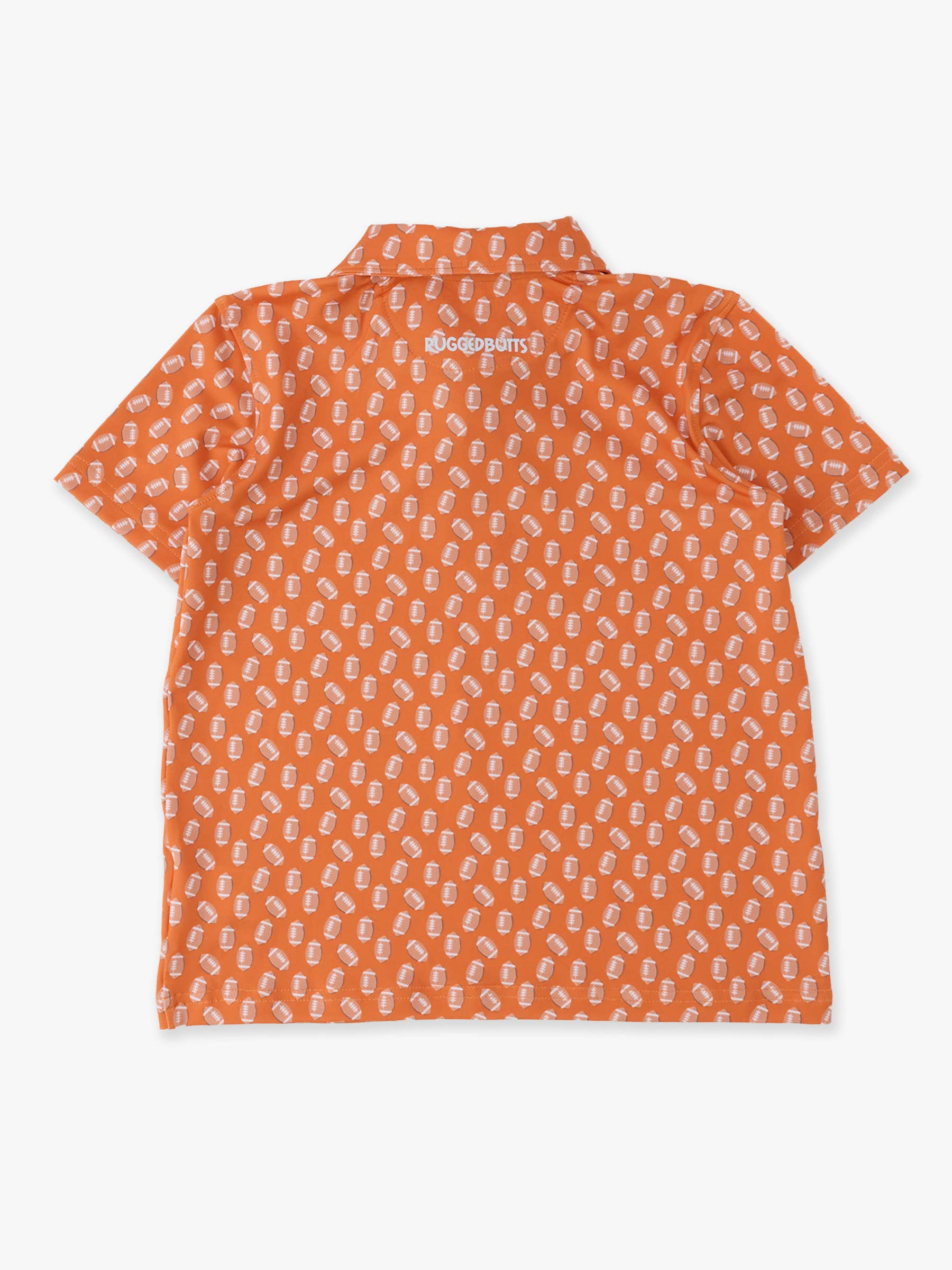 Boys Varsity Orange Football Frenzy Knit Short Sleeve Performance Polo