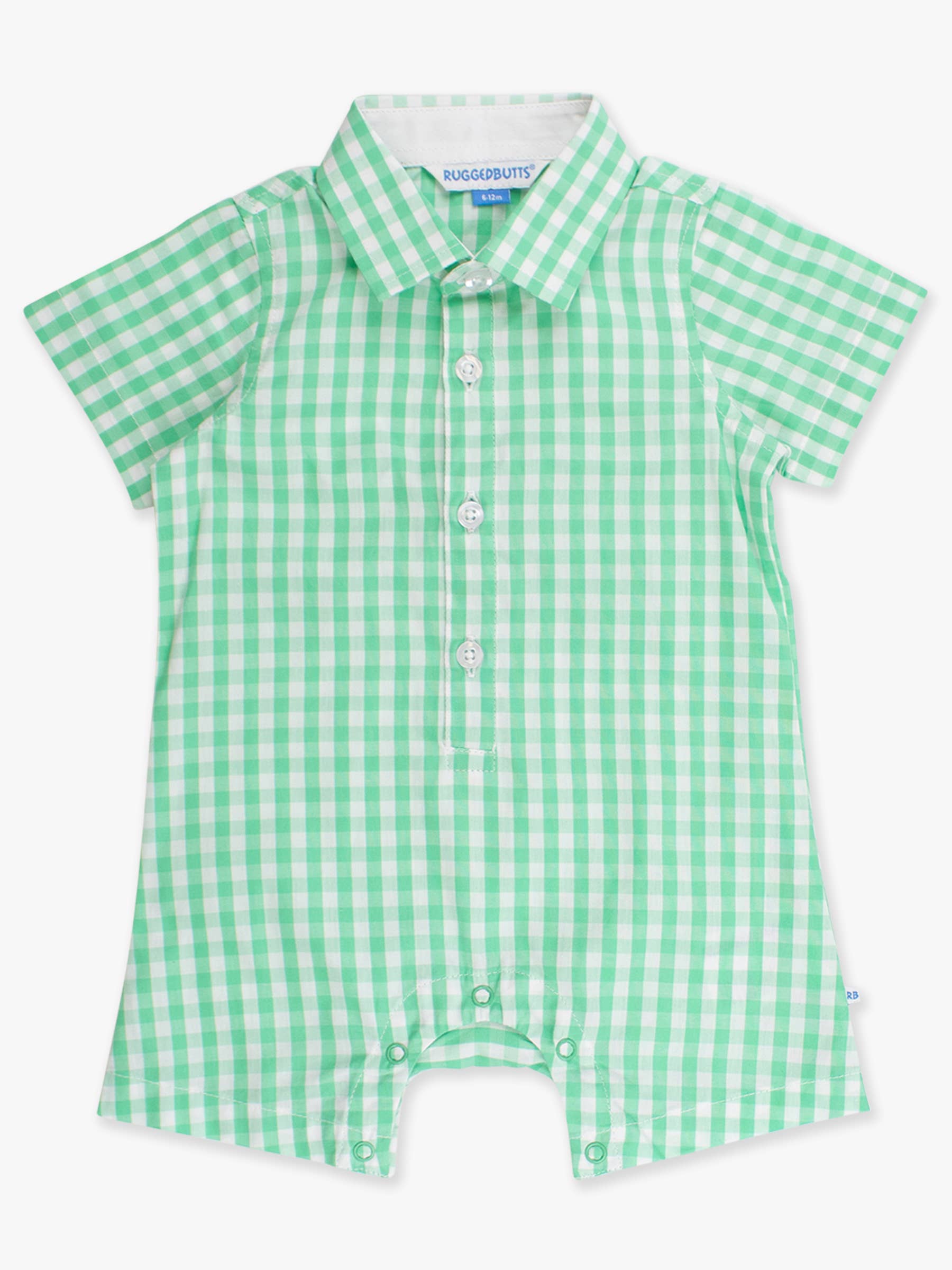 Baby Boys Classic Gingham Short Sleeve Woven Button-Up Romper