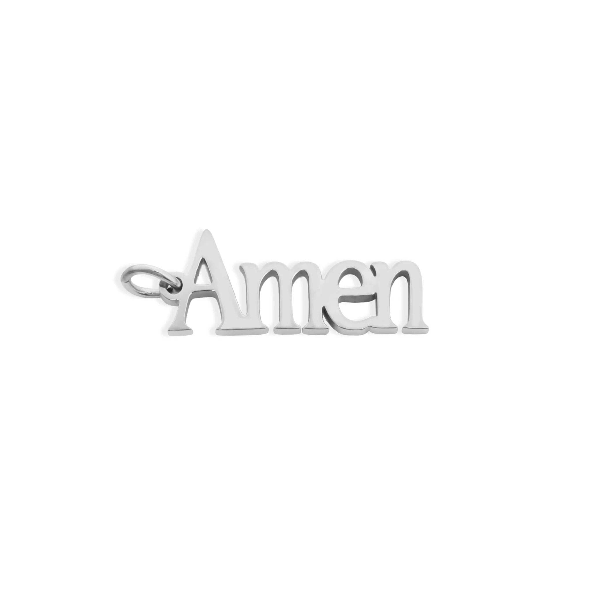 18K Gold PVD Stainless Steel Amen Word Charm: Gold