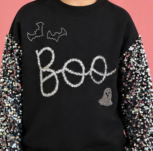 Sparkly Halloween Boo Sweatshirt