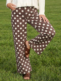 Polka Dot Straight Leg Cotton Denim Span Pants VP83369B