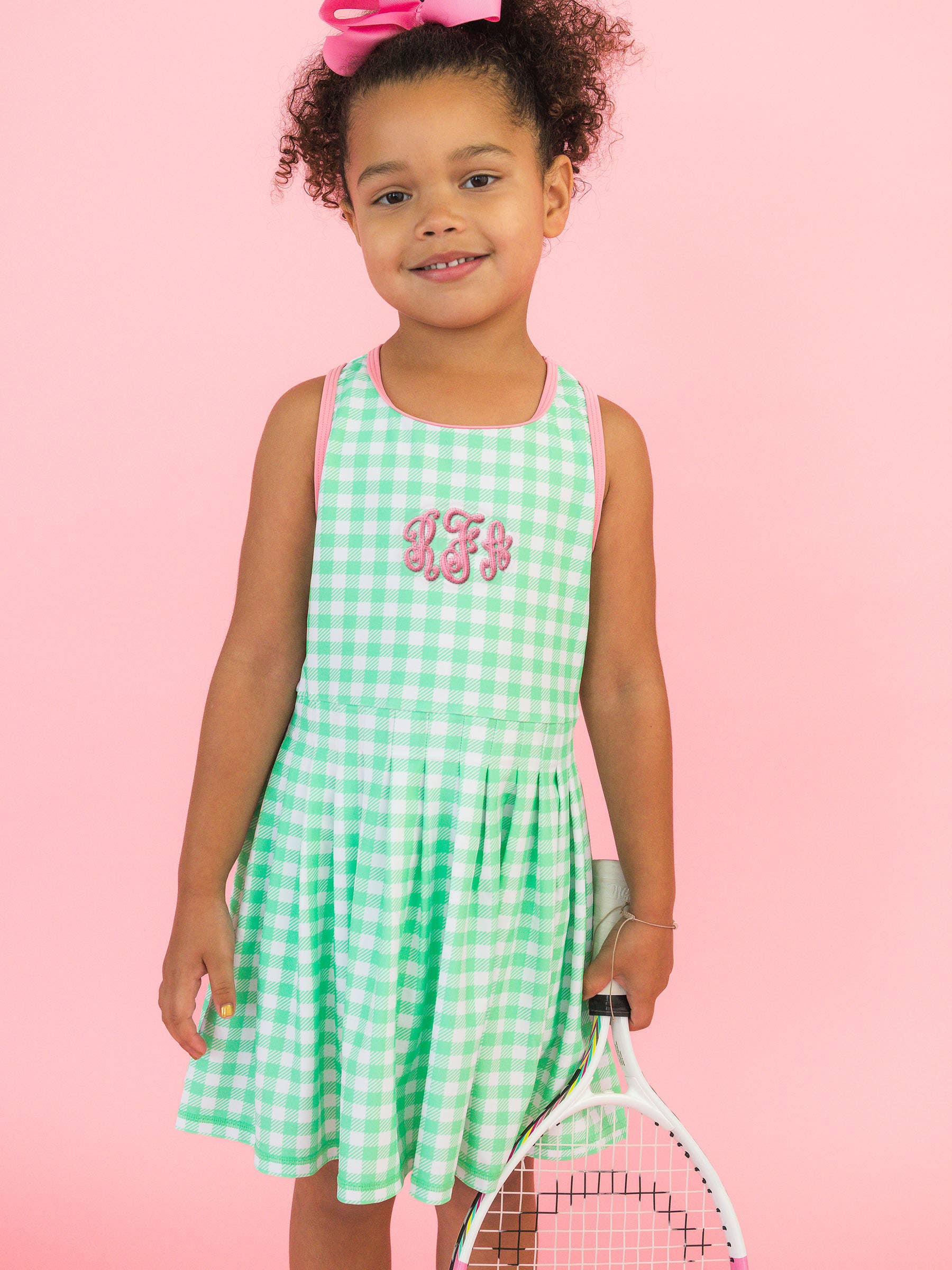 Girls Spring Green Gingham