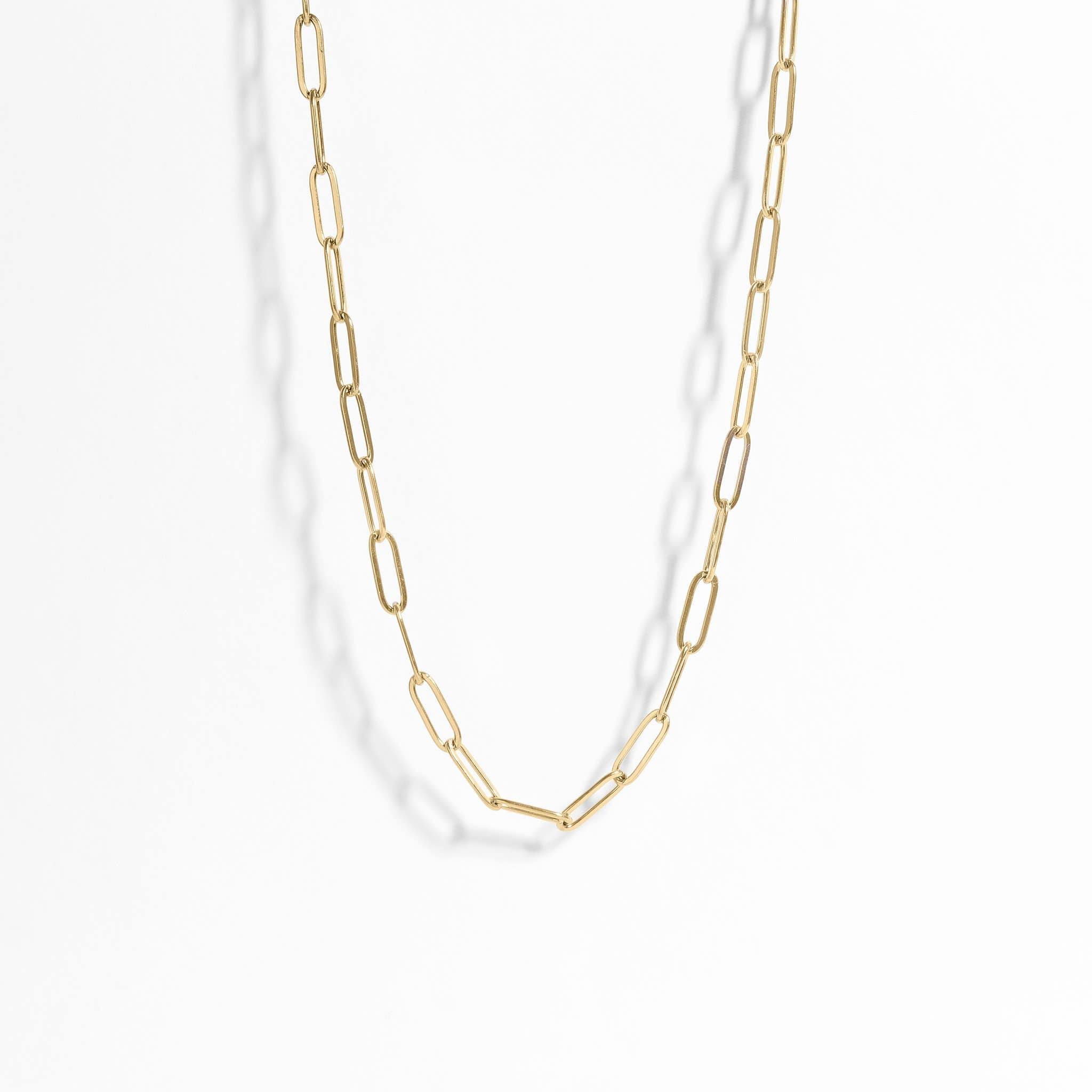 18K Gold Paperclip Chain Necklace: 14+02" / 2.5mm