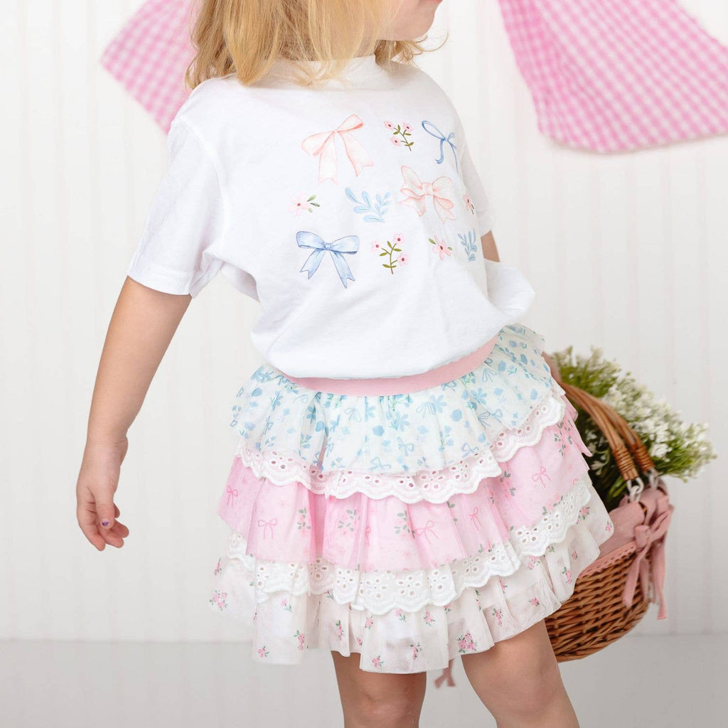 Floral & Lace Tiered Tutu Skirt - Kids Boutique Clothing