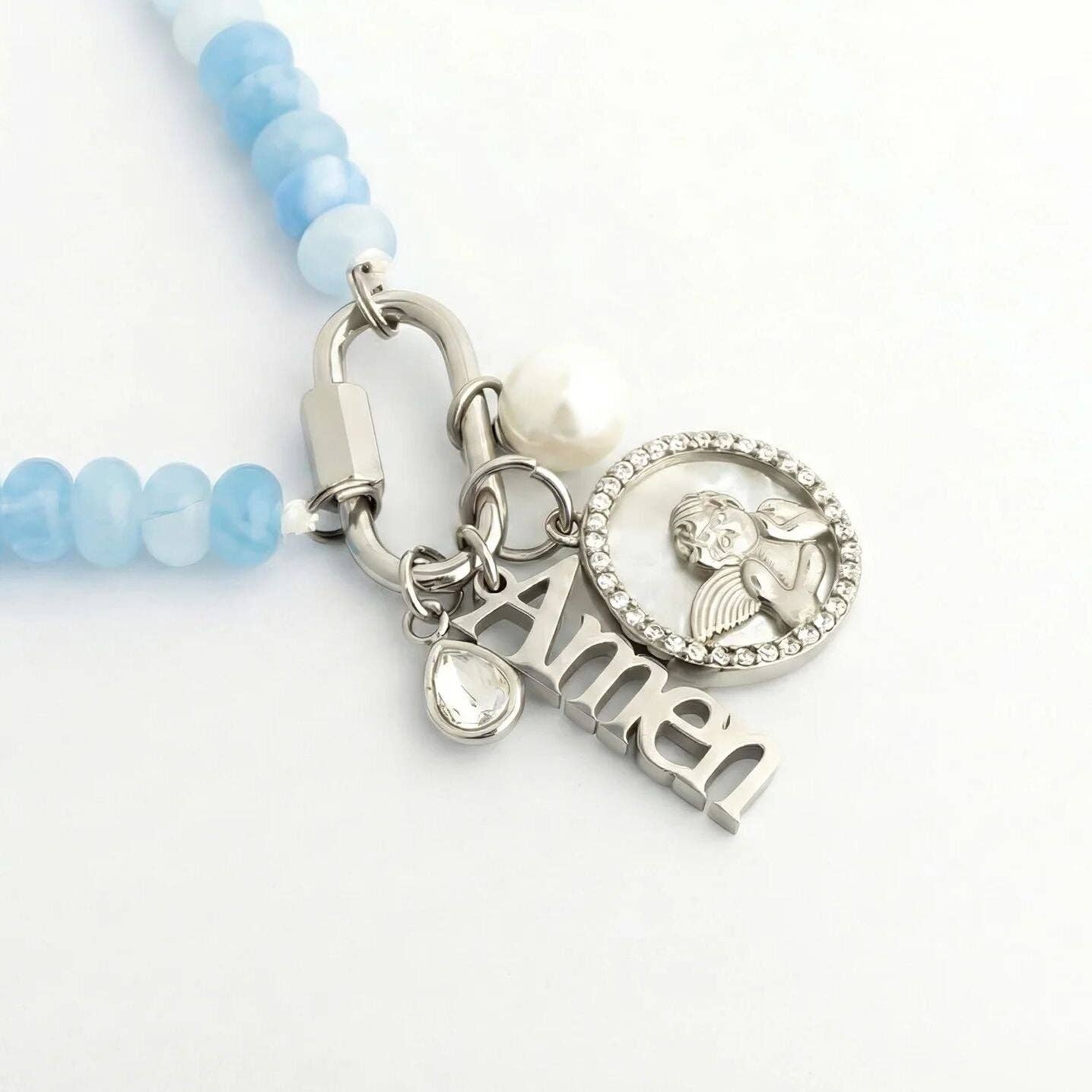 18K Gold PVD Stainless Steel Amen Word Charm: Gold