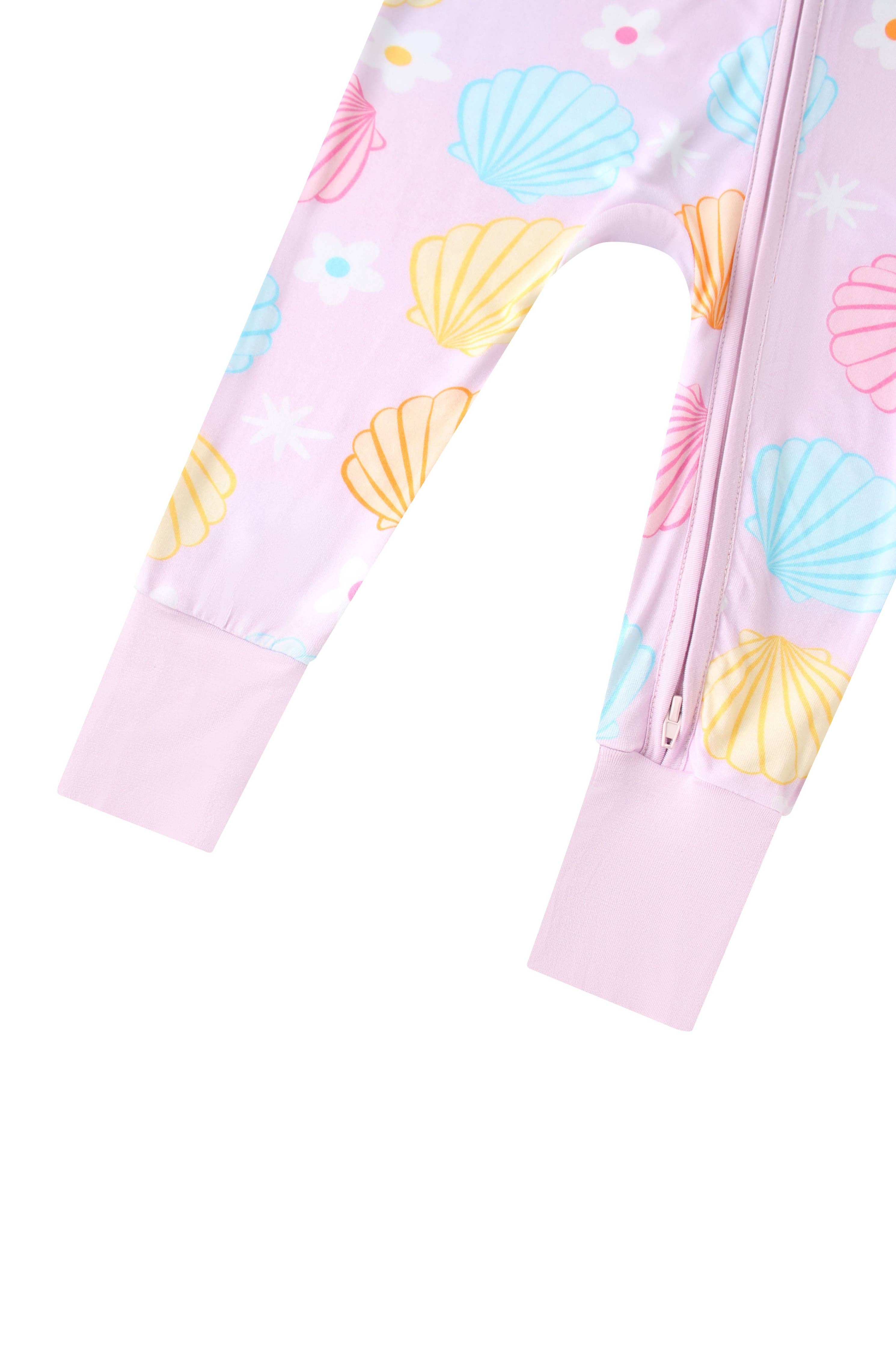 PoshTOT Colorful Seashell Bamboo Baby Convertible Zippy Romper: 6-12M
