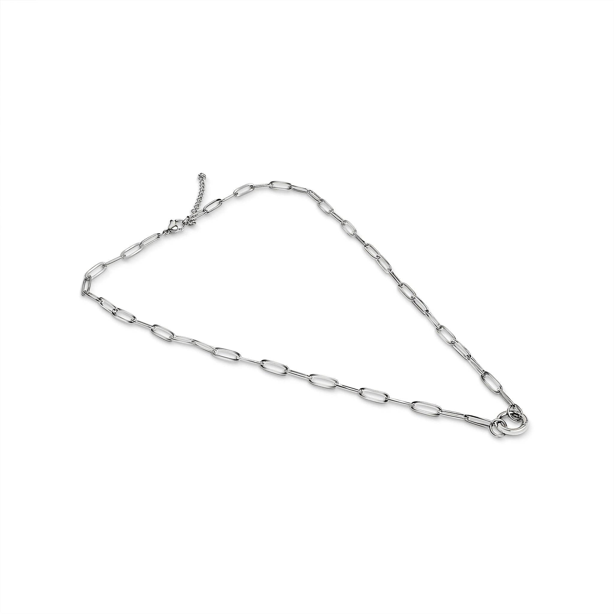 Stainless Steel Paperclip Carabiner Charm Holder Necklace: Gold / 16"+2"