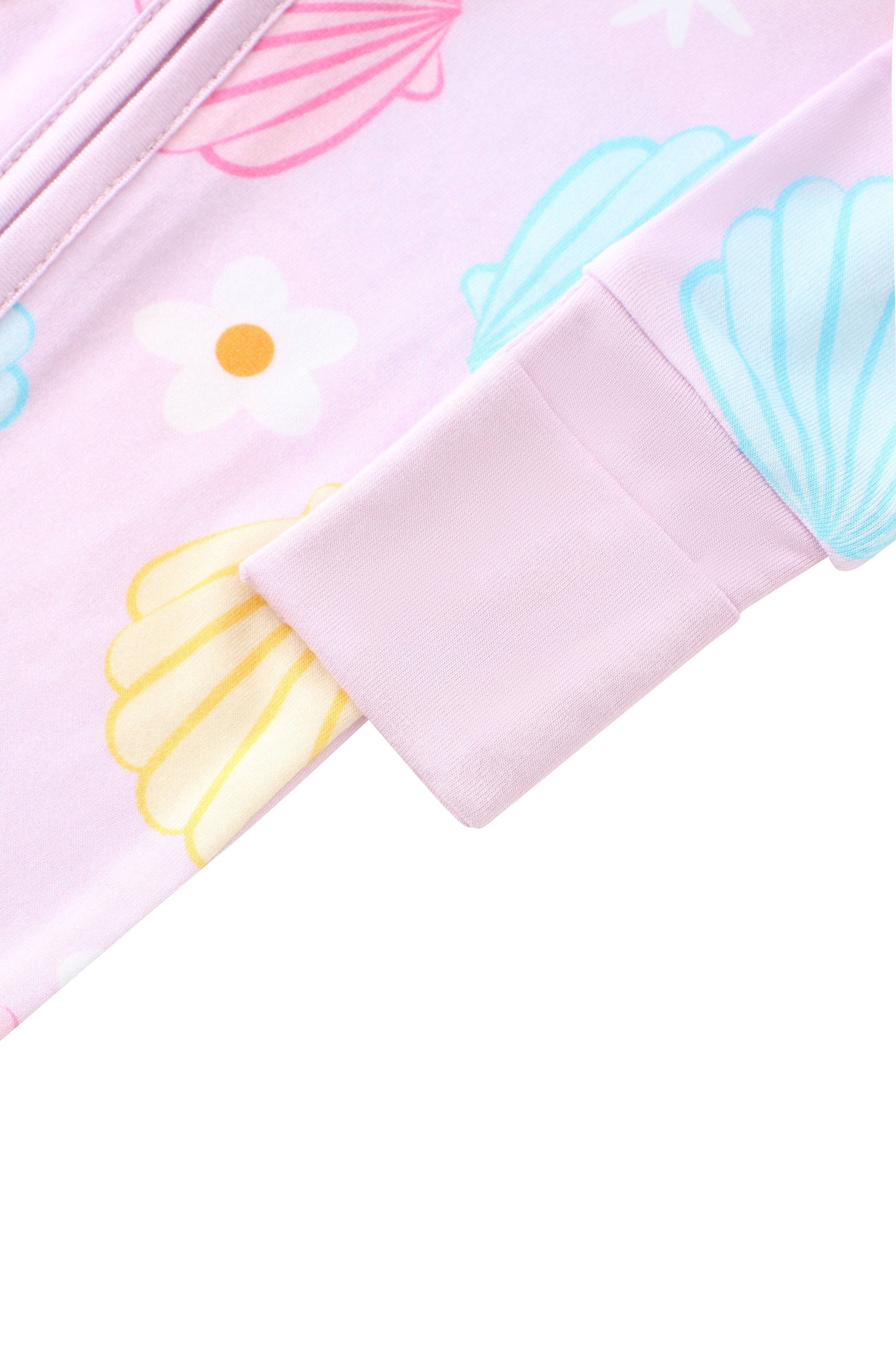 PoshTOT Colorful Seashell Bamboo Baby Convertible Zippy Romper: 6-12M