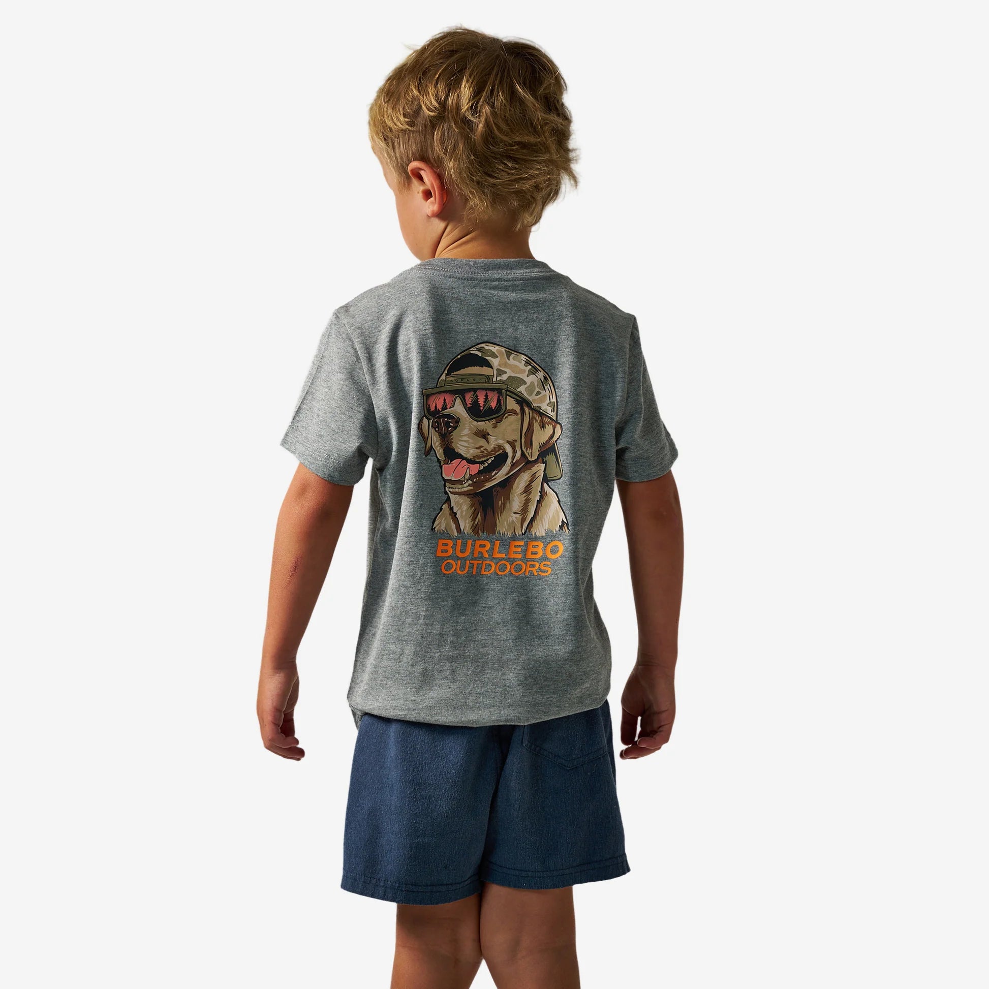 Youth Short Sleeve Tee - Mallard Camo Dog - Dark Heather Grey