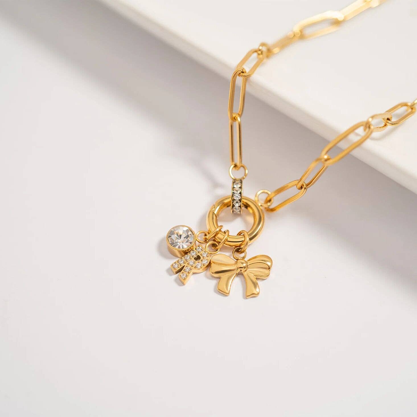18K Gold PVD Cubic Zirconia Birthstone Charm: September/Sapphire