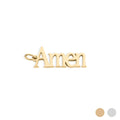 18K Gold PVD Stainless Steel Amen Word Charm: Gold