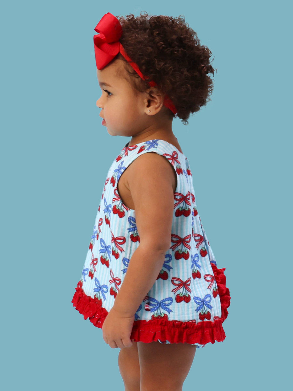 Baby Girls Berries & Bows Cotton Gauze Swing Top & Bloomer Set