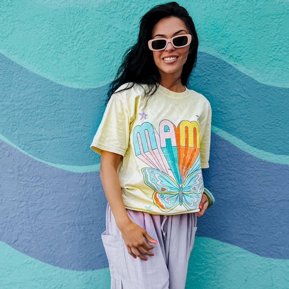 Butterfly Mama Tee: Banana / Medium