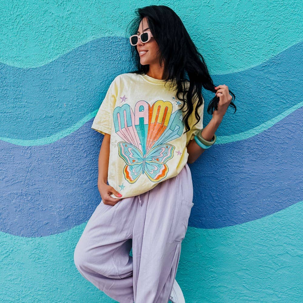 Butterfly Mama Tee: Banana / Medium
