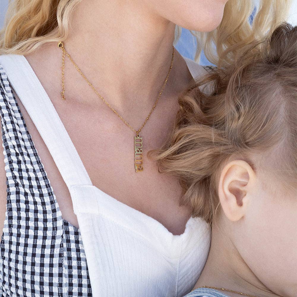 18K Gold PVD Stainless Steel Mama Charm: Stainless