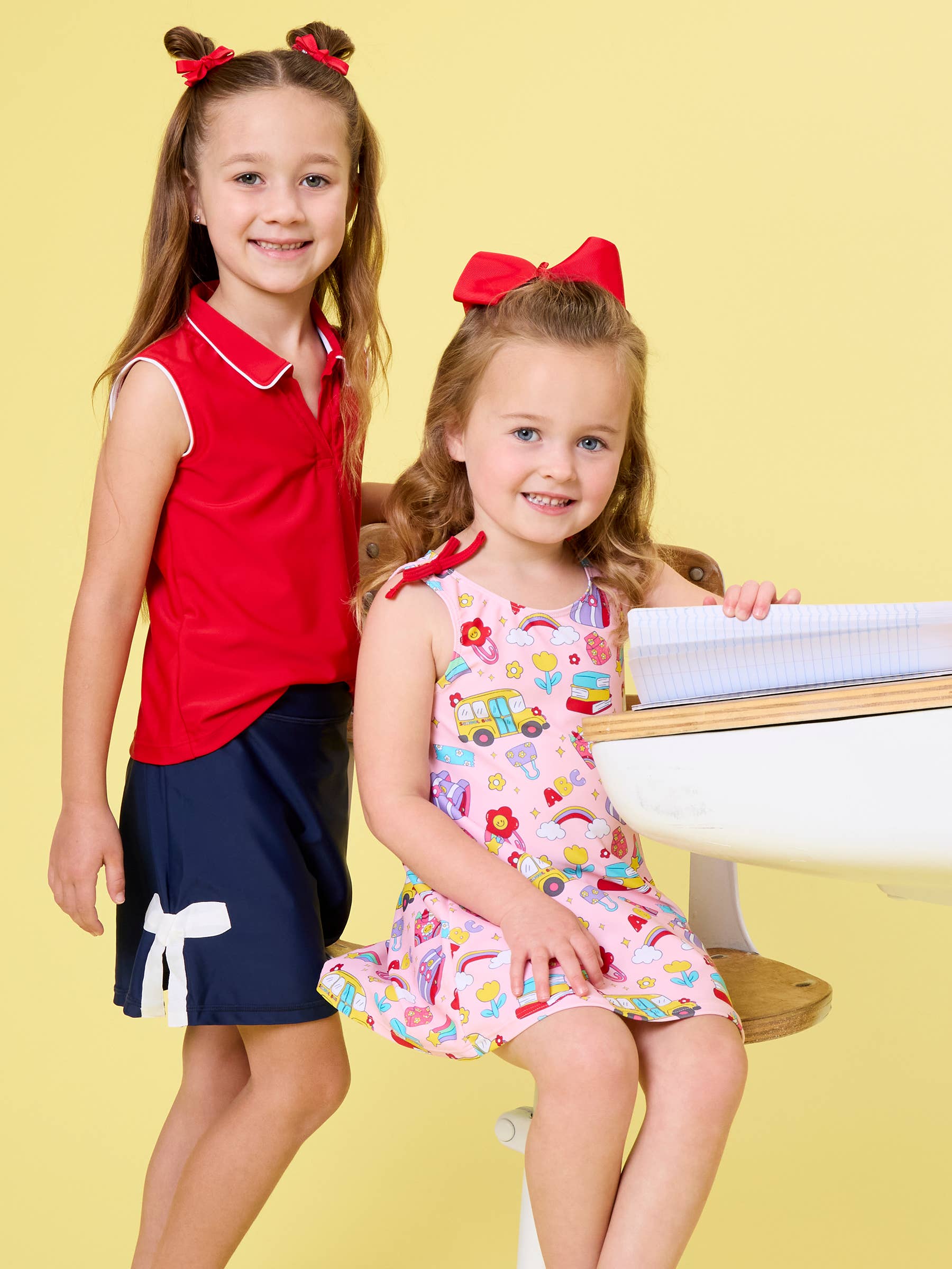 Girls Classroom Cutie Active A-Line Bow Dress & Bike Short Set