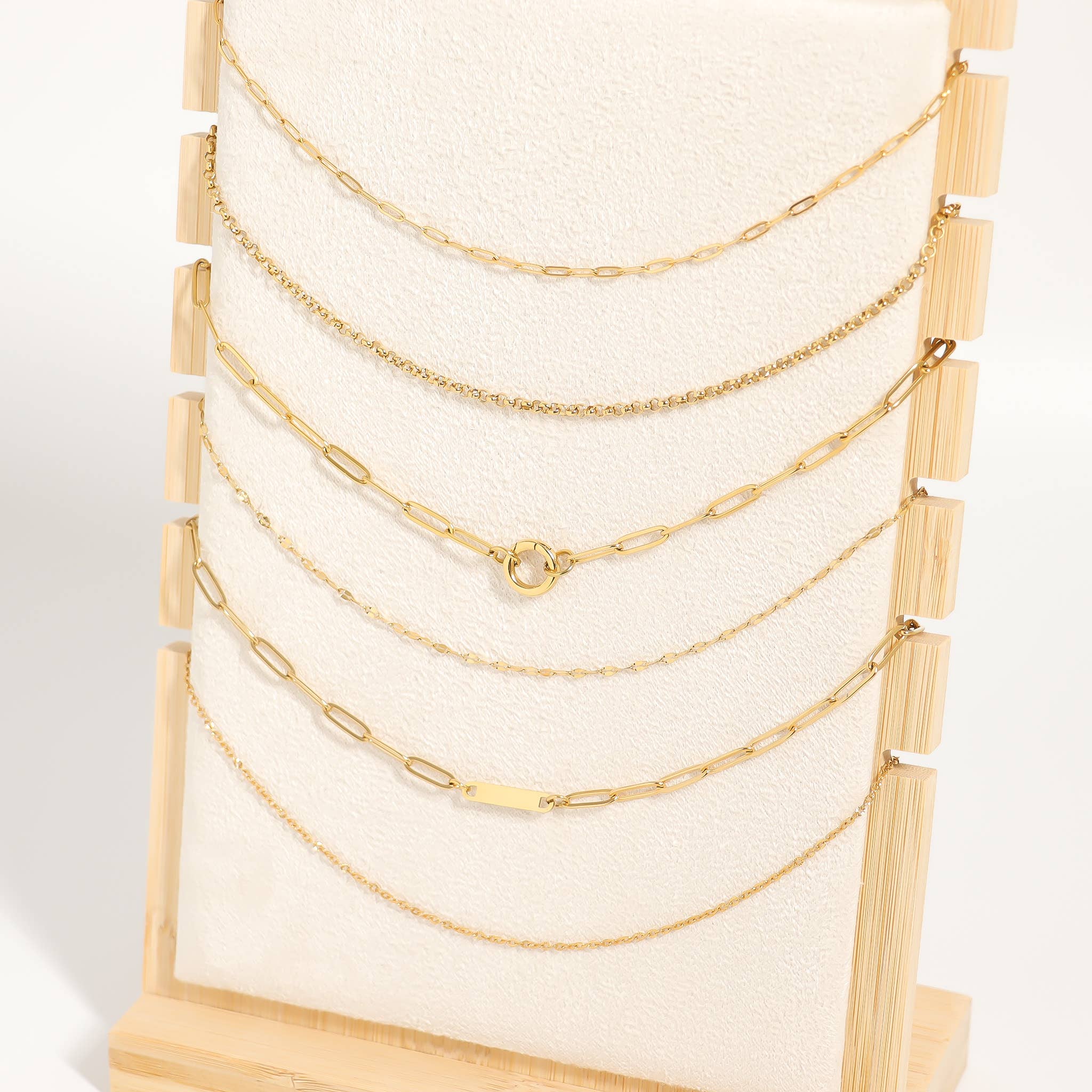 Stainless Steel Paperclip Carabiner Charm Holder Necklace: Gold / 16"+2"