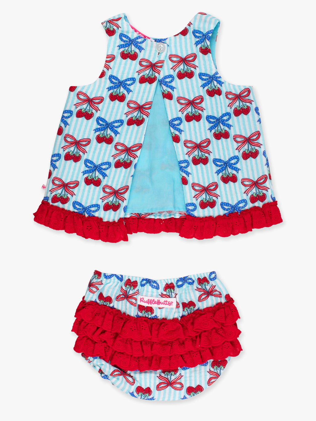 Baby Girls Berries & Bows Cotton Gauze Swing Top & Bloomer Set