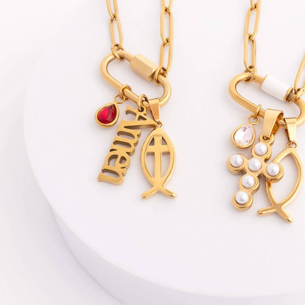 18K Gold PVD Stainless Steel Amen Word Charm: Gold