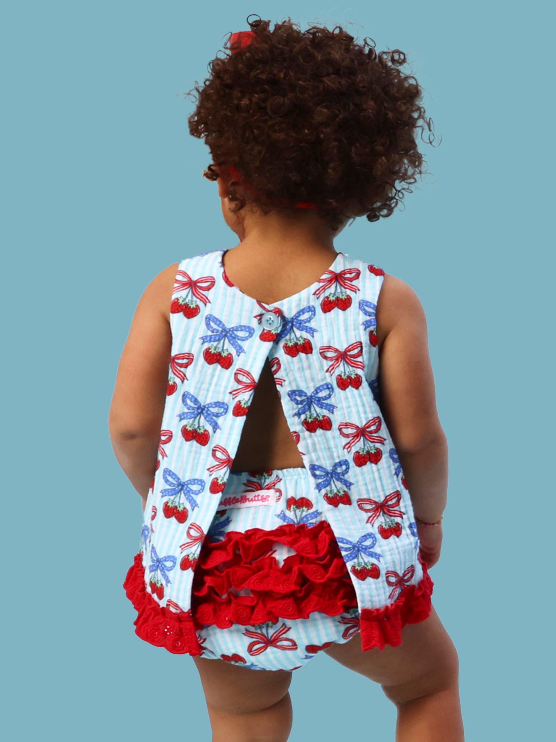 Baby Girls Berries & Bows Cotton Gauze Swing Top & Bloomer Set