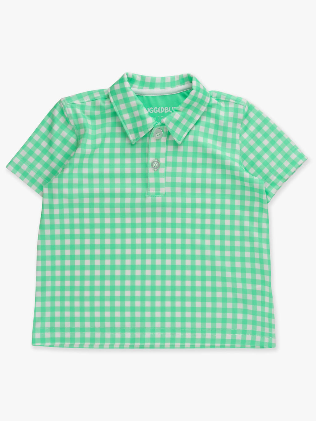 Boys Classic Spring Green Gingham Knit Short Sleeve Performance Polo