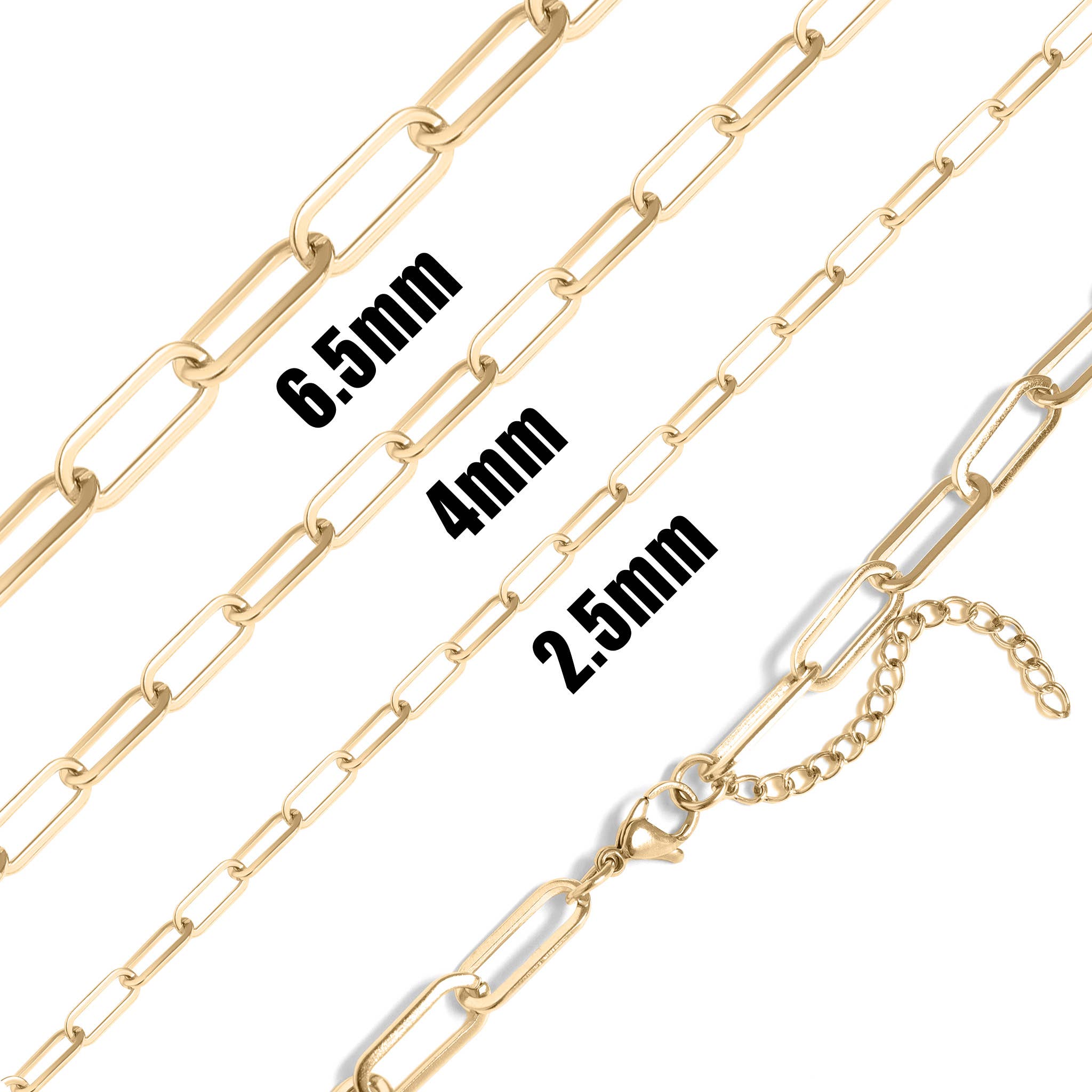 18K Gold Paperclip Chain Necklace: 14+02" / 2.5mm